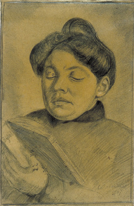 Theo van Doesburg. Portrait of Agnita Feis reading the Bible. 1907